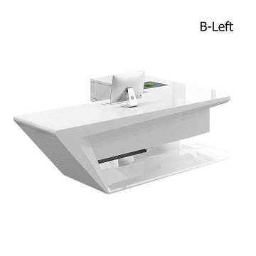 Modern L-Shaped Desk with Storage in MDF & Metal White Computer Desk Left Hand-Desks,Furniture,Office Furniture